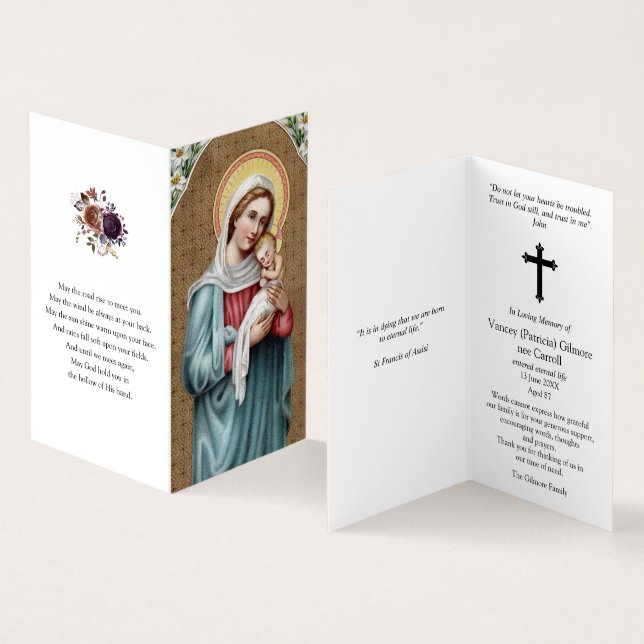 Sympathy Heliga Cards Mary | Heliga-virus Visitkort (In- och utsida)