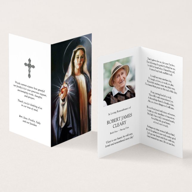 Sympathy Heliga Cards Mary | Holding Helig Heart Visitkort (In- och utsida)