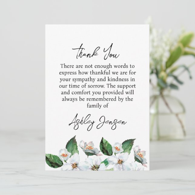 Sympathy Jasmine Funeral Thank You Card Tack Kort (Stående Fram)