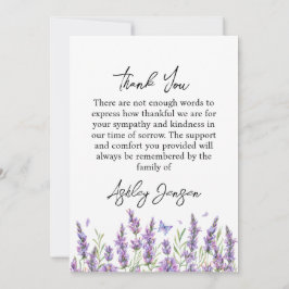 Sympathy Lavender Photo Funeral Thank You Card Tack Kort