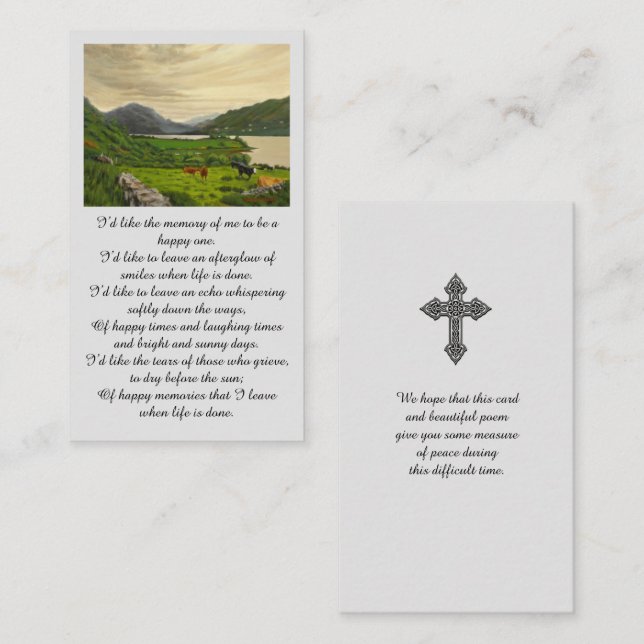 Sympathy Memorial Bild Prayer Card Visitkort (Fram/baksida)