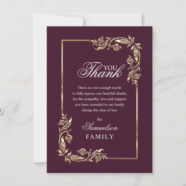 Sympathy Memorial Eggplant Guld PHOTO Tack (Framsida)