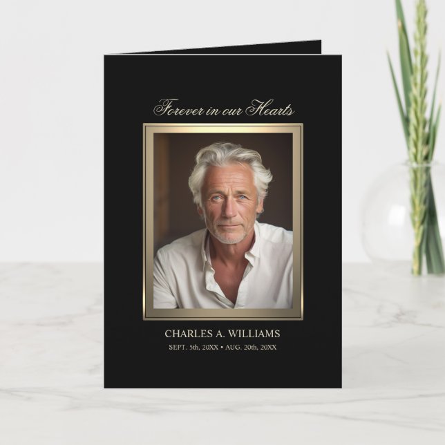 Sympathy Memorial Elegant Guld PHOTO Tack Kort (Framsida)