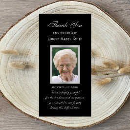 Sympathy Memorial Photo Card Black och Silver Meddelande