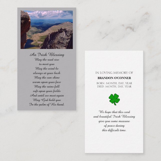 Sympathy Memorial Photo Prayer Card Visitkort (Fram/baksida)