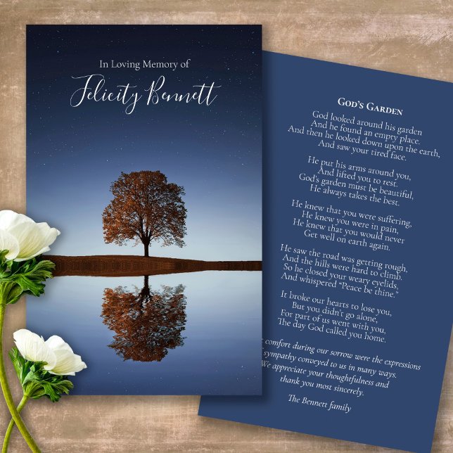 Sympathy Memorial Reflection Funeral Prayer Card Visitkort (catholic, religious, celebration of life, in loving memory of, prayer cards for bereavement)