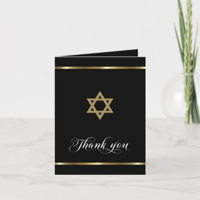 Sympathy Memorial Religiösa Jewish Black Guld Tack Kort (Framsida)