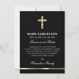 Sympathy Memorial Religiösa Kor Black Guld Tack Kort