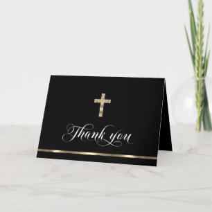 Sympathy Memorial Religiösa Kor Black Guld Tack Kort