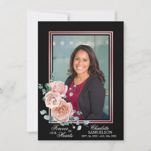 Sympathy Memorial Rosa Blommigt PHOTO Tack Kort