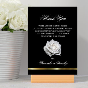 Sympathy Memorial Vit ros Black Guld PHOTO Tack Kort