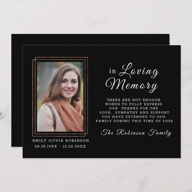  Sympathy Memory Black Guld TACK Photo (Fram/baksida)
