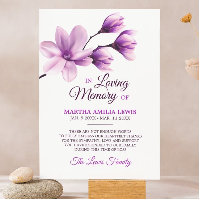Sympathy Memory Flower Lila Magnolia TACK Kort (Skapare uppladdad)