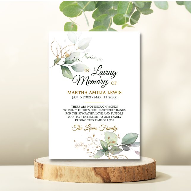 Sympathy Memory Greenery Guld Löv TACK (Skapare uppladdad)