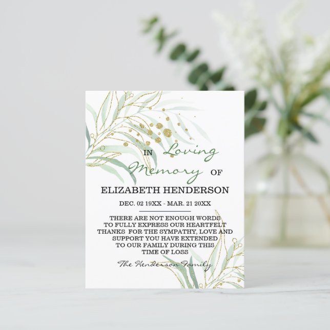 Sympathy Memory /Tack. (Stående Fram)