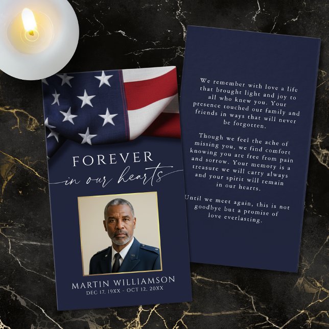 Sympathy Military US Flag Photo Prayer Card Visitkort (Skapare uppladdad)