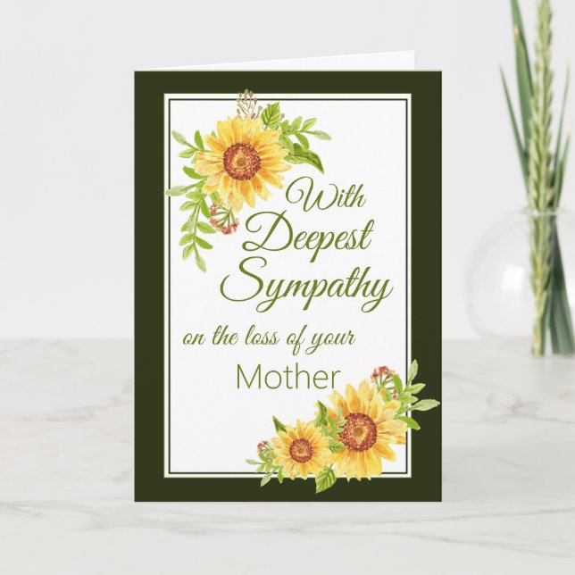 Sympathy Mor Blommigt Gult Solros Kort (Framsida)