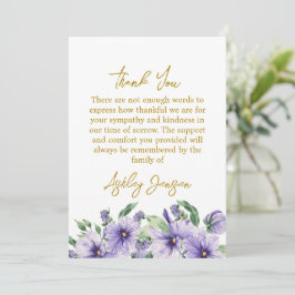 Sympathy Pansy Funeral Thank You Card Tack Kort