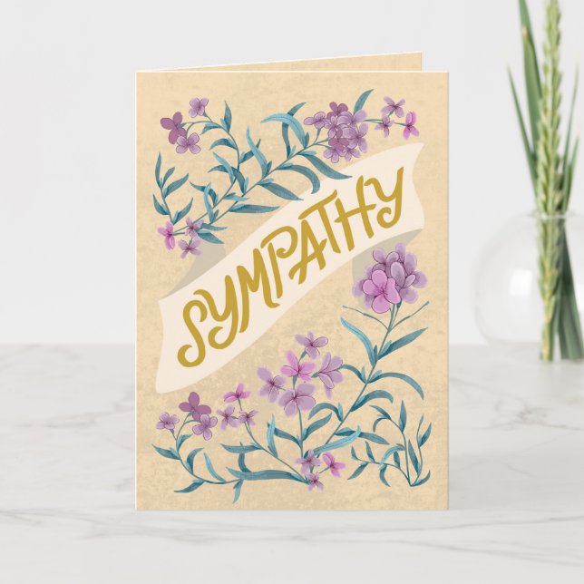 Sympathy Peach Soft Pastel Floral Banner Card Kort (Framsida)