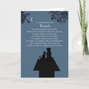 Sympathy Pet Hund Cat Andlig Dikt Heaven Kort