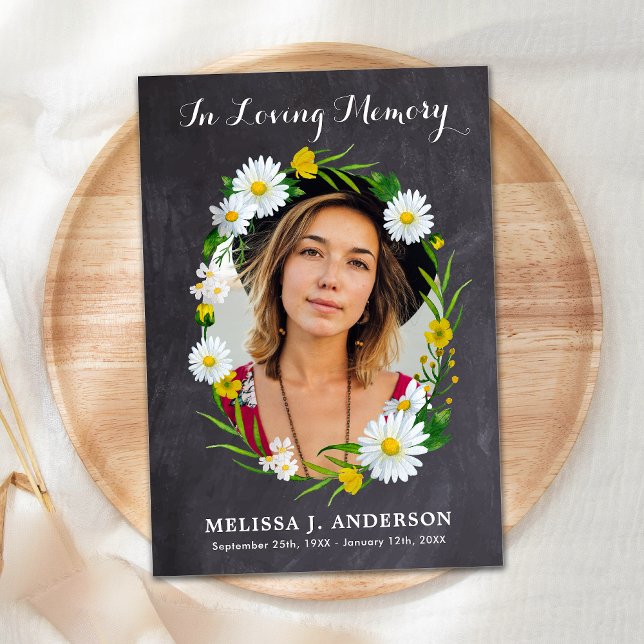 Sympathy Photo Memorial Daisy Blommigt Funeral Tack Kort (Skapare uppladdad)