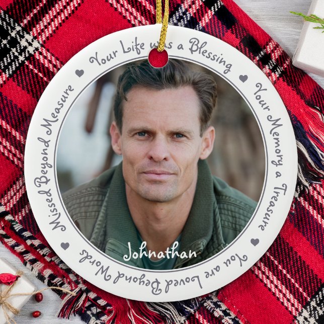 Sympathy Quote Silver Grått Keepsakes Memorial Pho Julgransprydnad Keramik (Skapare uppladdad)