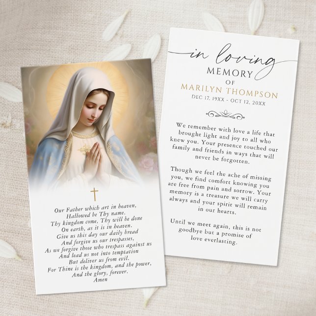 Sympathy Religious Virgin Mary Photo Prayer Card Visitkort (Skapare uppladdad)