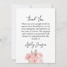 Sympathy Rose Funeral Thank You Card Tack Kort
