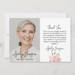 Sympathy Rose Photo Funeral Thank You Card Tack Kort