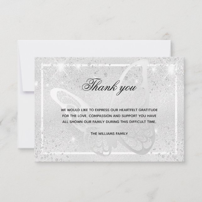 Sympathy silver-fototack anteckningskort (Framsida)