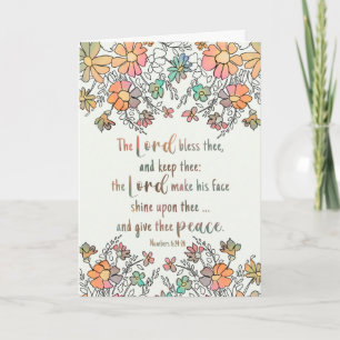 Sympathy Sketchy Blommigt Scripture Lord Bless Kort