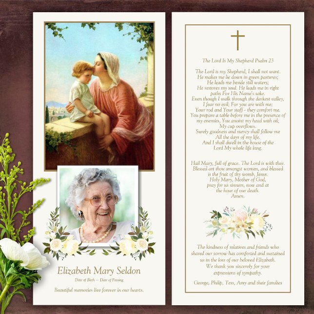 Sympathy St Ann & Mary Funeral Tack-kort (Catholic, Religious, Celebration of Life, In Loving Memory of, Forever in our hearts, funeral cards)