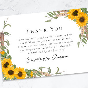 Sympathy Sunblommors Funeral Tack Kort