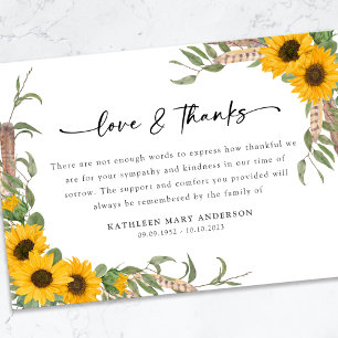 Sympathy Sunblommors Funeral Tack Kort