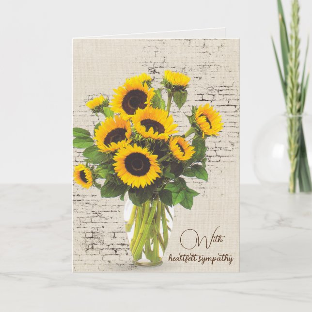 Sympathy Sunflower Bouquet on Brick Kort (Framsida)