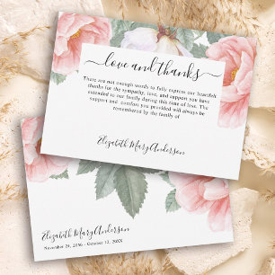 Sympathy Tack Bereavement Blommigt Memorial