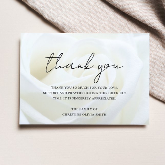 Sympathy Tack Blommigt Ro Bereavement (White Rose Sympathy Thank You Card)