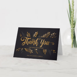Sympathy Tack Elegant Black Guld Botanical Kort