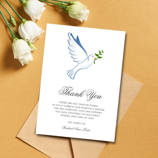 Sympathy Tack Funeral Dove Bereavement Inbjudningar (Skapare uppladdad)