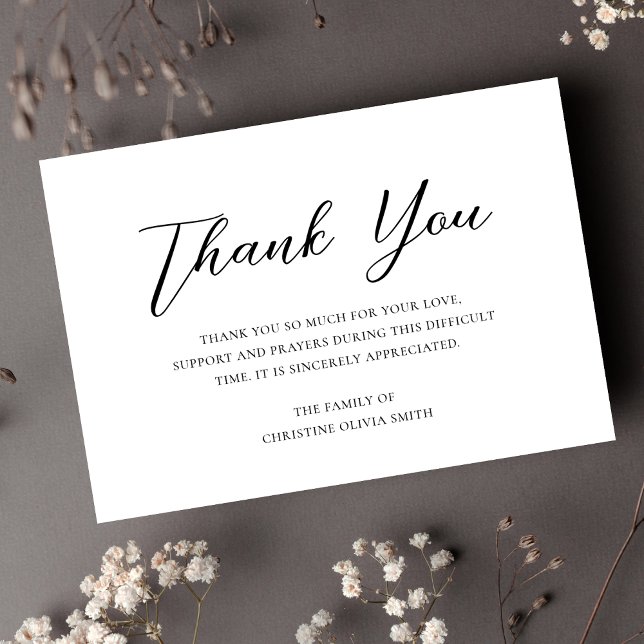 Sympathy Tack Funeral Note Card Bereavement Kort (Sympathy Thank You Card)