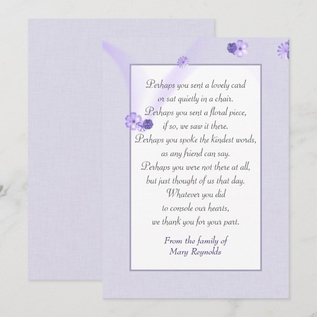 Sympathy Tack Lavender Gräns Kort (Fram/baksida)