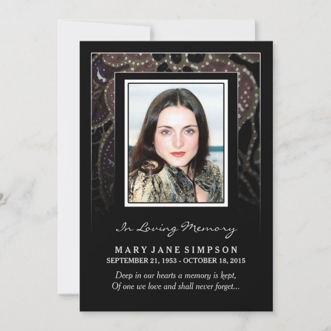 Sympathy Tack Memorial Photo Card för henne Inbjudningar (Framsida)