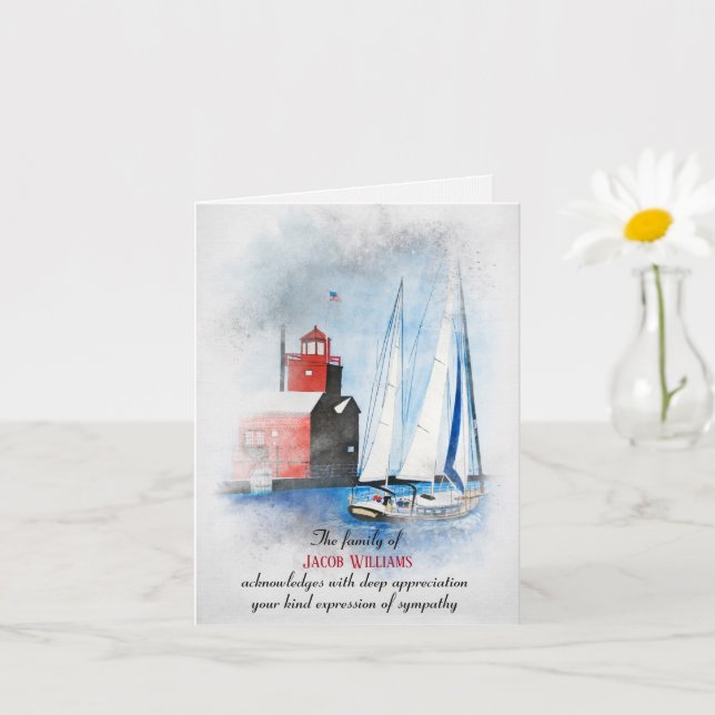 Sympathy Tack Sailboat och Lighthouse Kort (Liten växt)