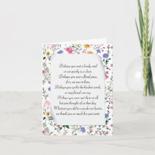 Sympathy Tack Wildblommwith Dikt Kort