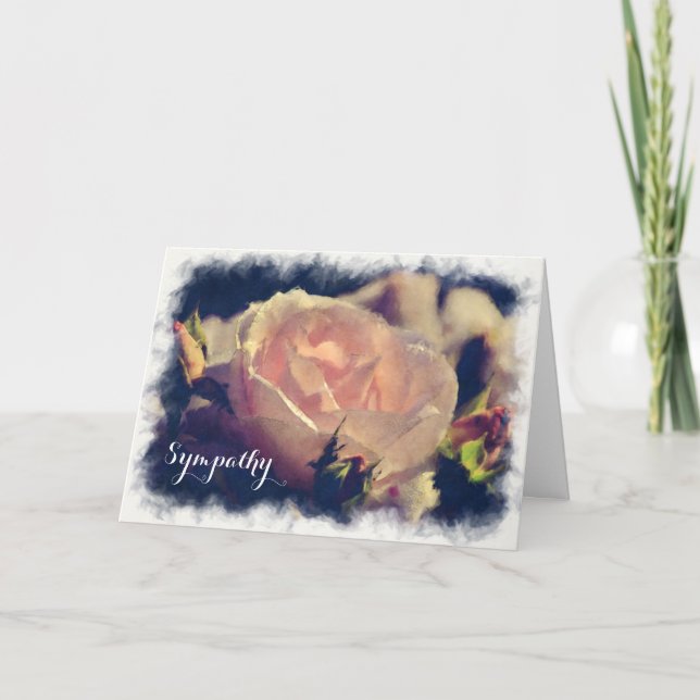 Sympathy Watercolor BeSnyval Peach Ro Kort (Framsida)