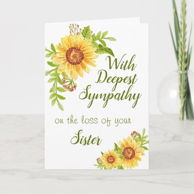 Sympathy Watercolor Blommigt Solrokort Kort (Framsida)