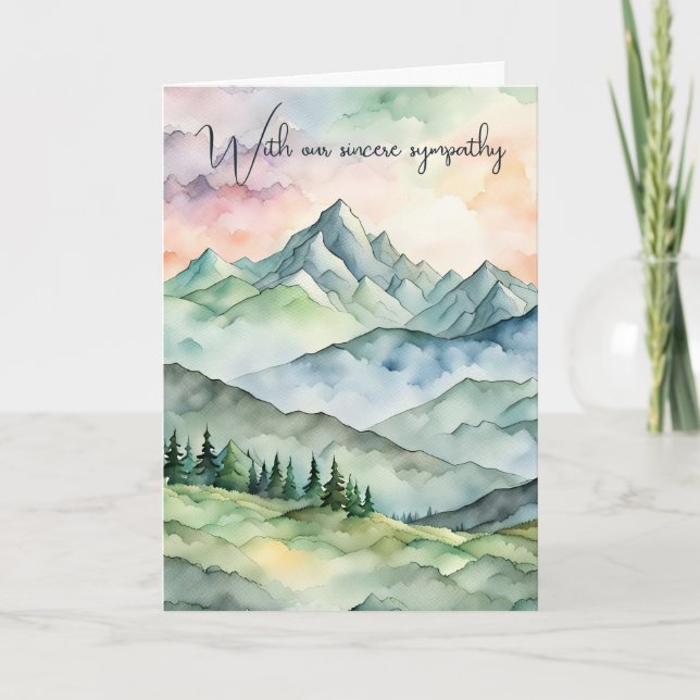 Sympathy Watercolor Mountain Scene Kort (Framsida)