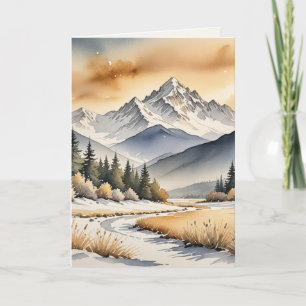 Sympathy Watercolor Snö-socklade berg Kort