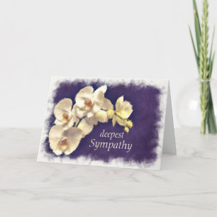 Sympathy Watercolor White Orchids Personalize Kort