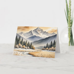 Sympathy Watercolor Winter Mountain Valley Kort